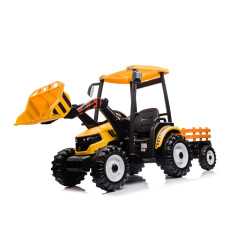 Vaikiškas elektrinis traktorius su priekaba MEGA D68, Geltonas