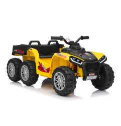 Vaikiškas elektrinis keturratis su priekaba TX ATV, Geltonas