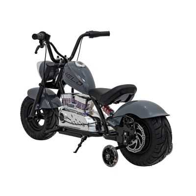Vaikiškas Elektrinis Motociklas Chopper Warrior, Pilkas - 4