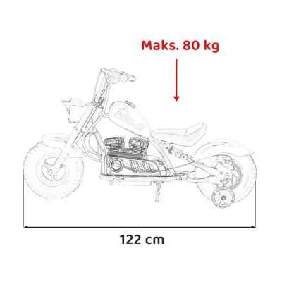 Vaikiškas Elektrinis Motociklas Chopper Warrior, Pilkas - 6