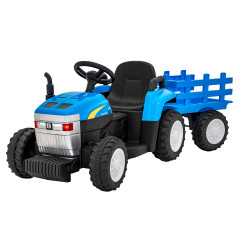 Vaikiškas Elektrinis traktorius su priekaba New Holland T7, Mėlynas